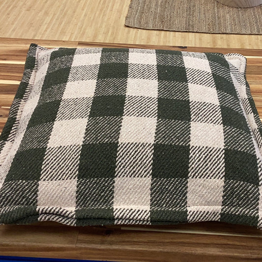 18” square pillow… hunter green and natural check