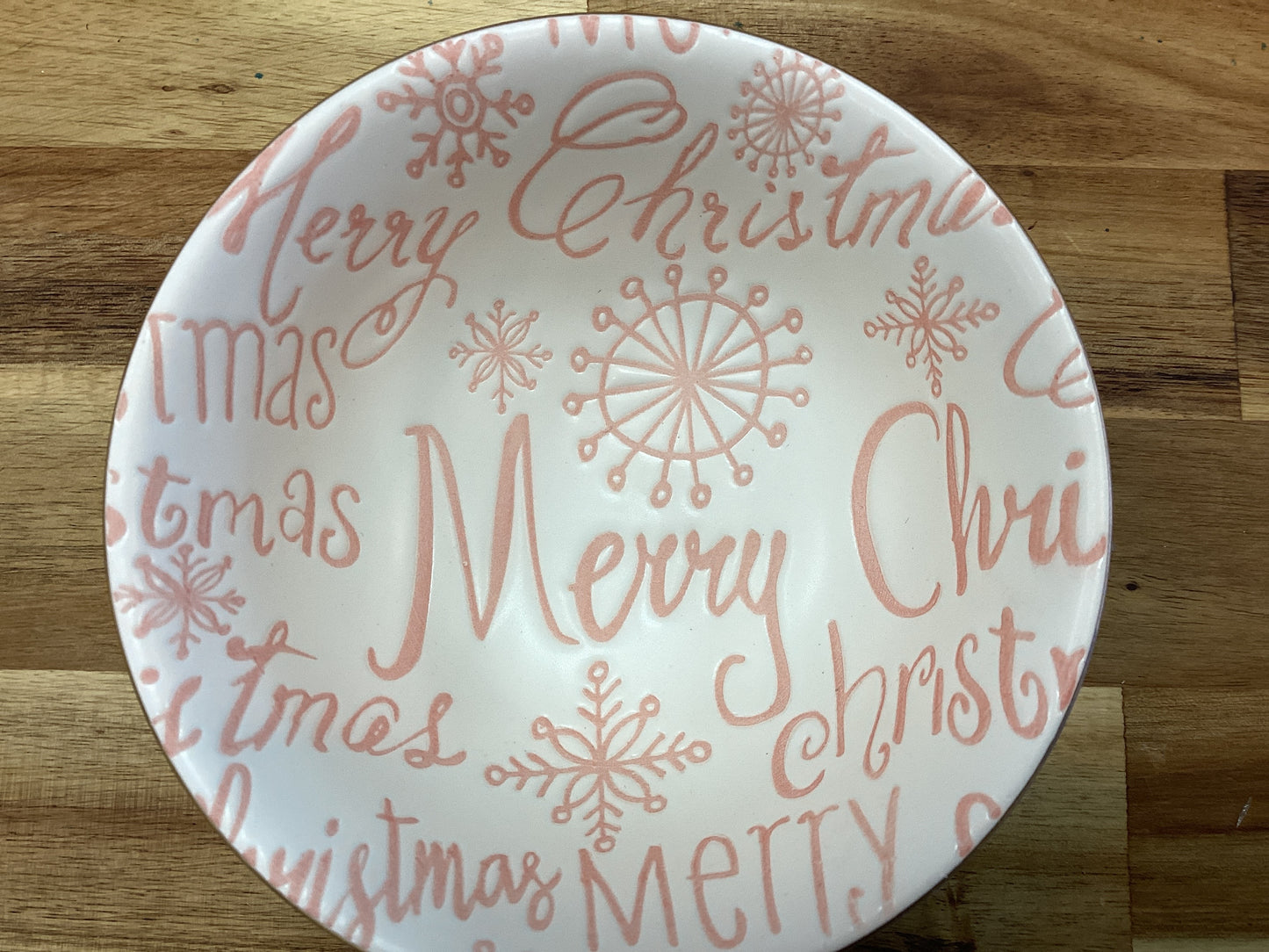 Merry bowl, 4”, pink writing