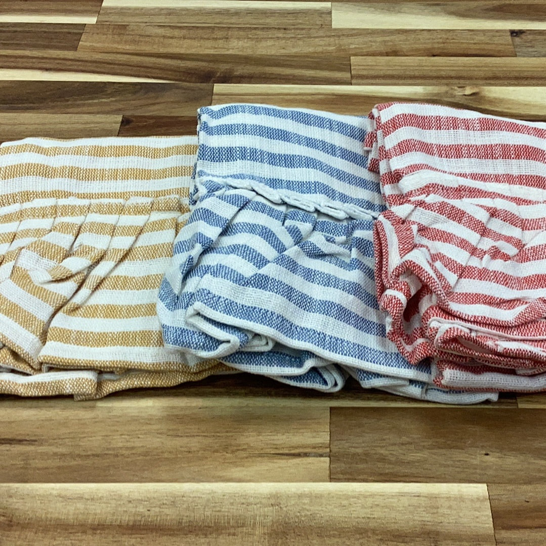 Cotten striped tea towel w/ ruffle