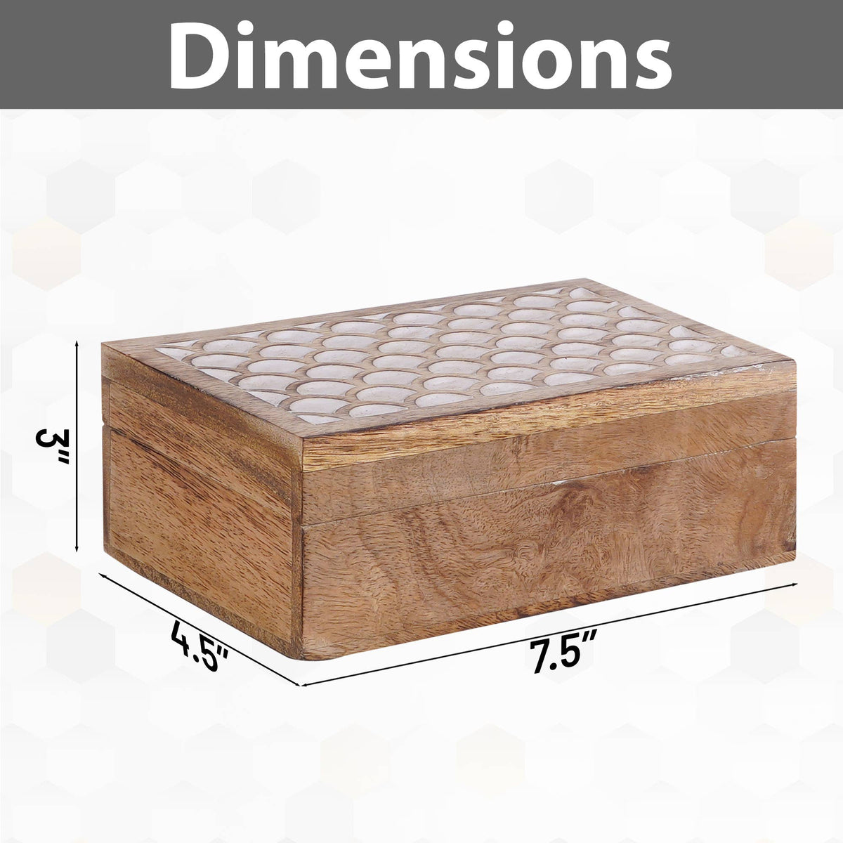 Carved Scallop Boxes in Medium Burnt/White: Medium- 7.5” x 4.5” x 3”
