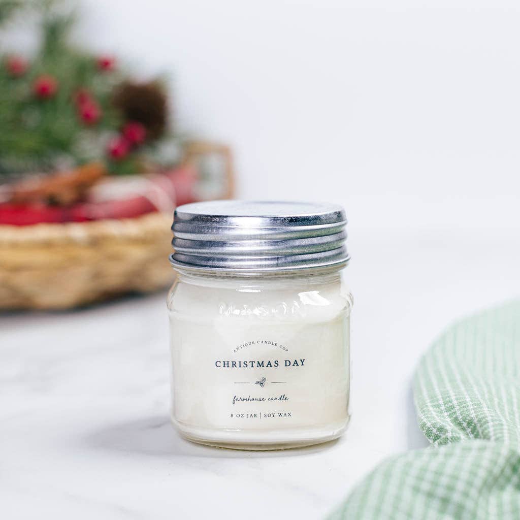 Christmas Day - Soy Wax Mason Jar Candle: 8 oz