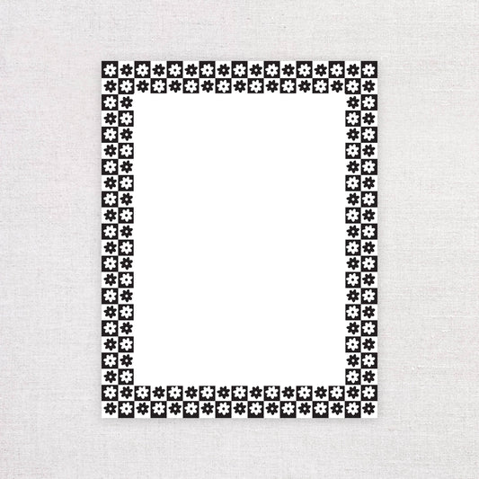 Black and White Checkered Flower Pattern Notepad