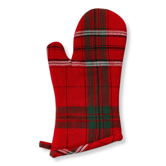 Christmas Sleigh Ride Holiday Plaid Mitt - Red