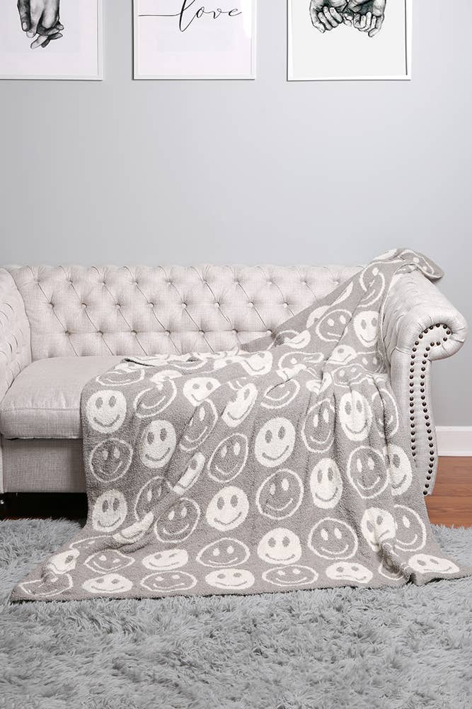 Happy Face Throw Blanket: Yellow