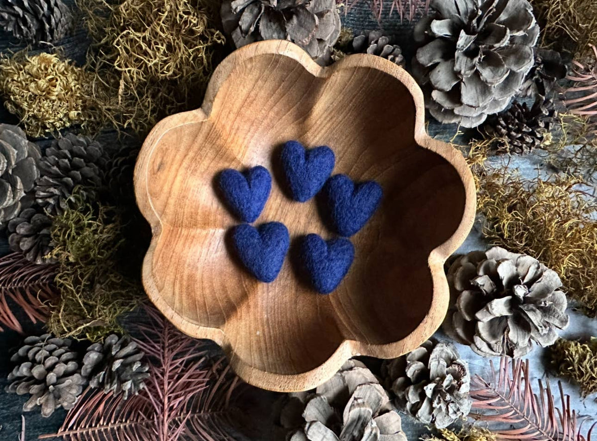 Wool Heart | Felted Wool Mini Decor | 23 Colors: Jasper Green