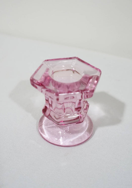 Glass Candlestick Holders Taper Candle Holders Tabletop: Pink