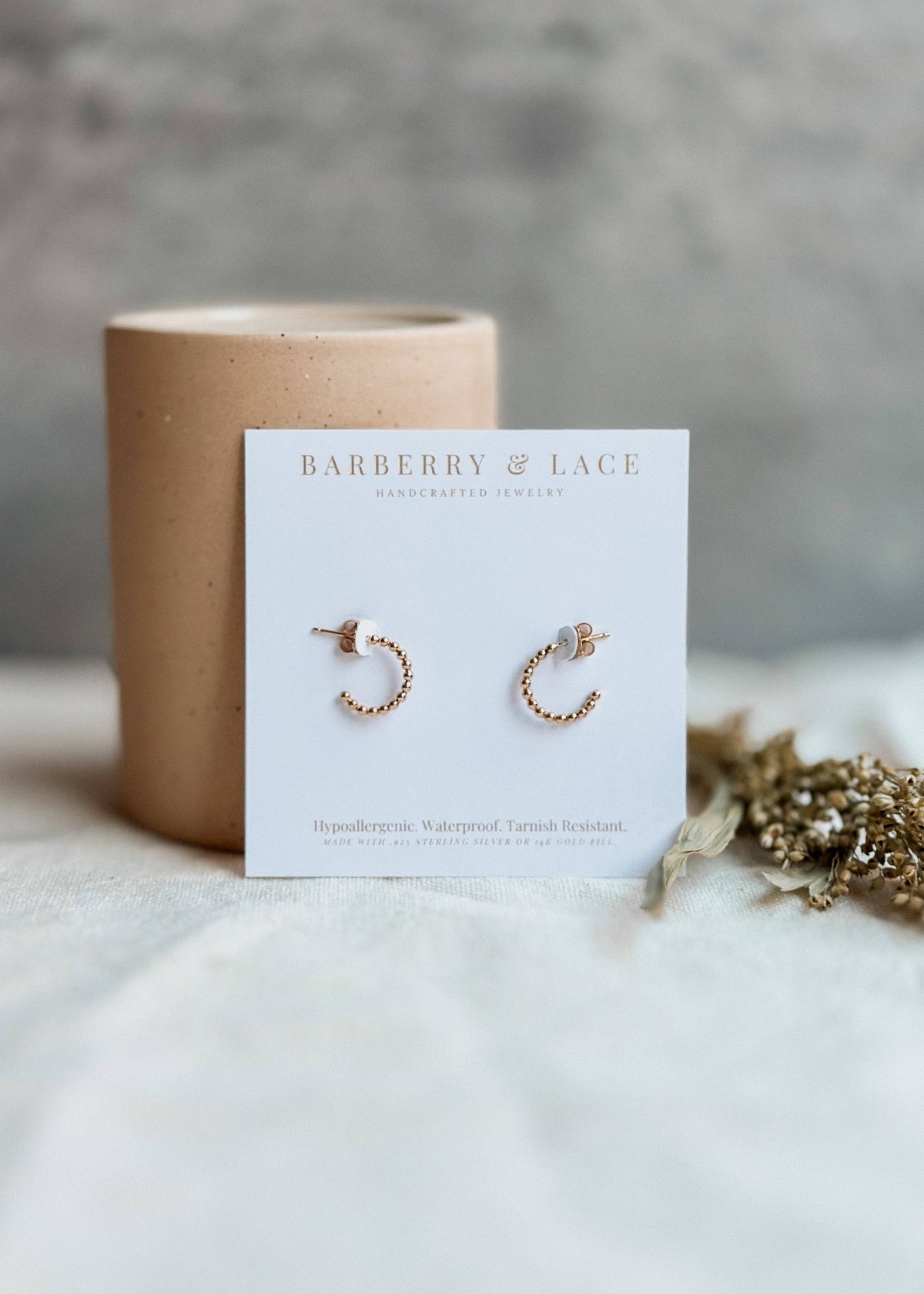 Beaded Huggie Hoop Earring | 14k Gold Fill & Sterling Silver: Silver