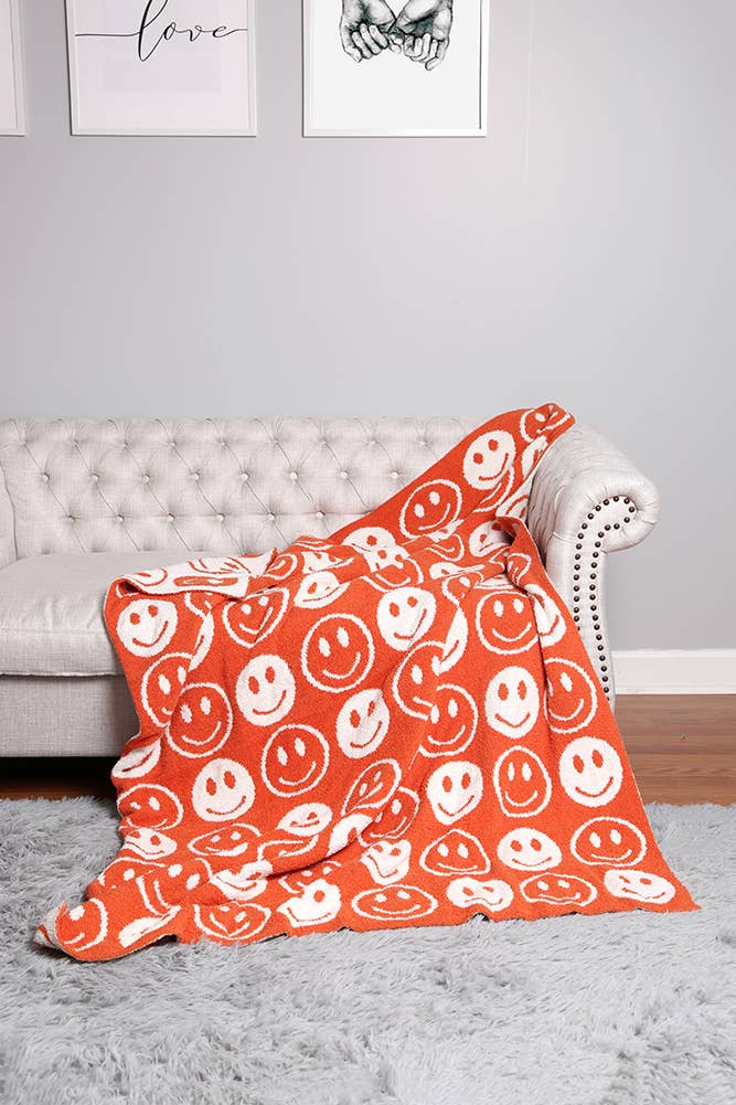 Happy Face Throw Blanket: Yellow