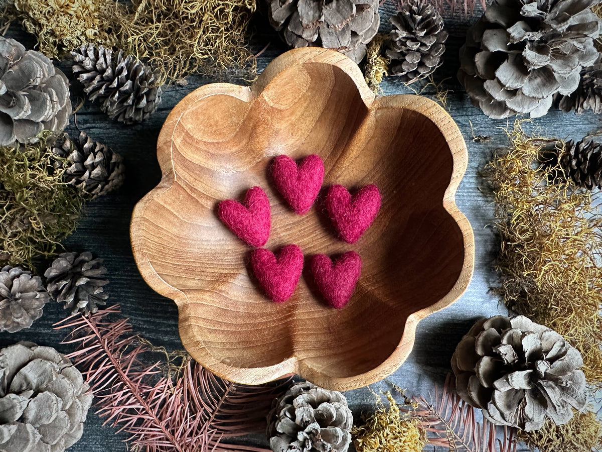 Wool Heart | Felted Wool Mini Decor | 23 Colors: Jasper Green