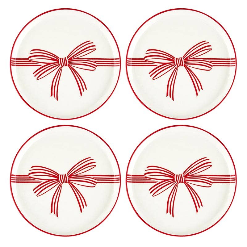 Red Bow Appetizer Plates - Holiday Love - individual