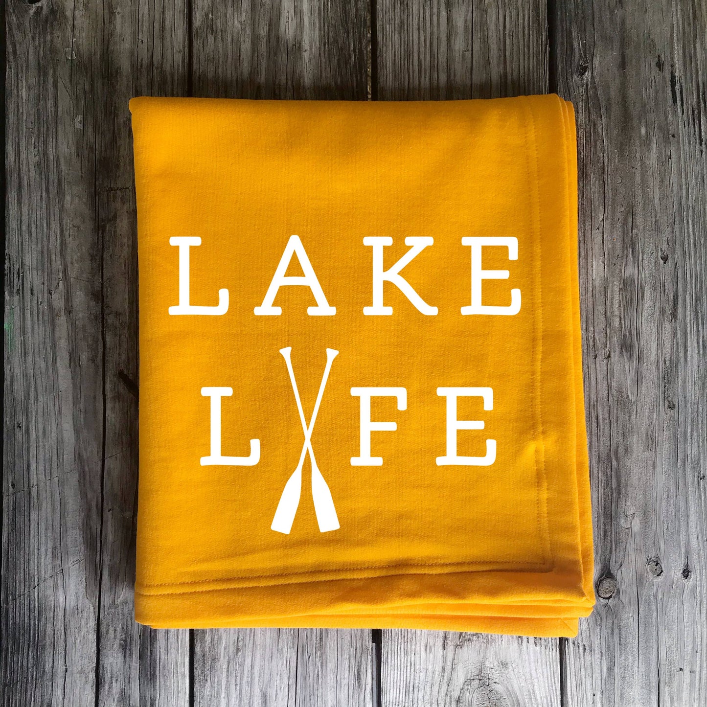 Lake Life Beach Blanket - Camping Sweatshirt Blanket: NAVY