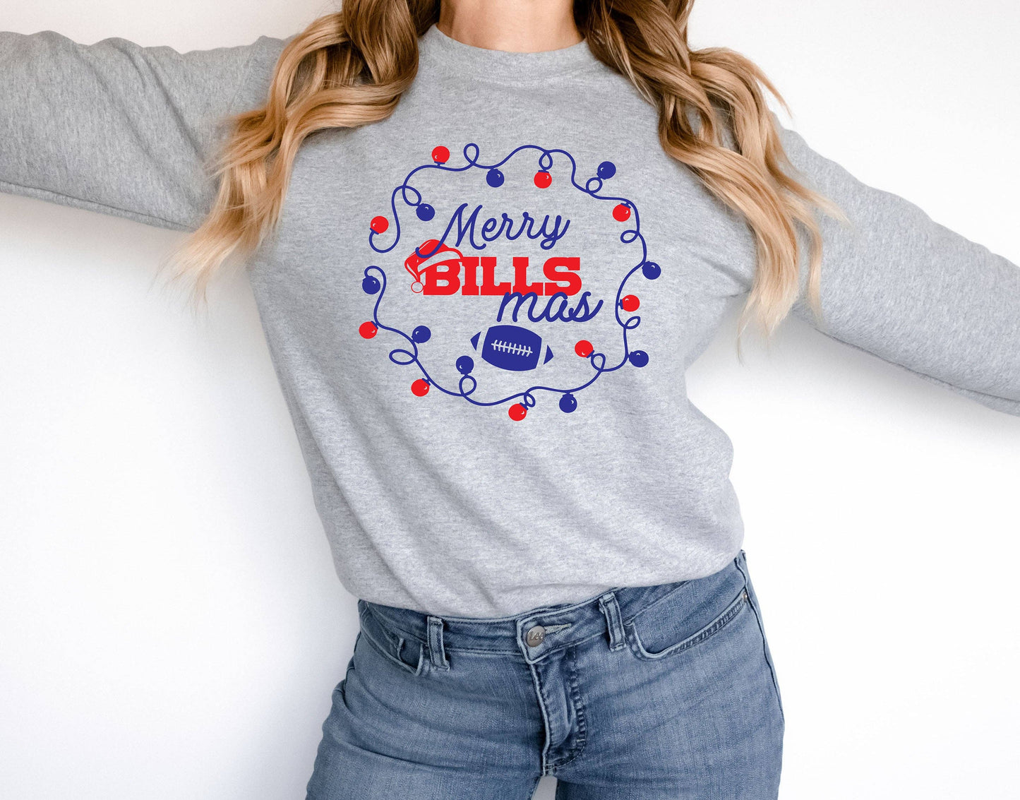 Merry BILLSmas Crewneck Sweatshirt: Heather Grey / Unisex S