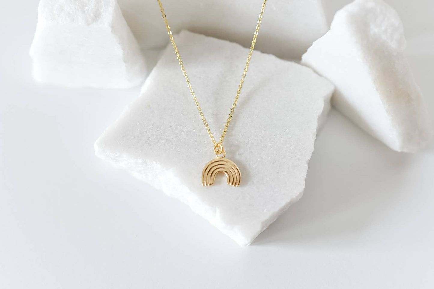 Rainbow charm necklace 18k gold plated
