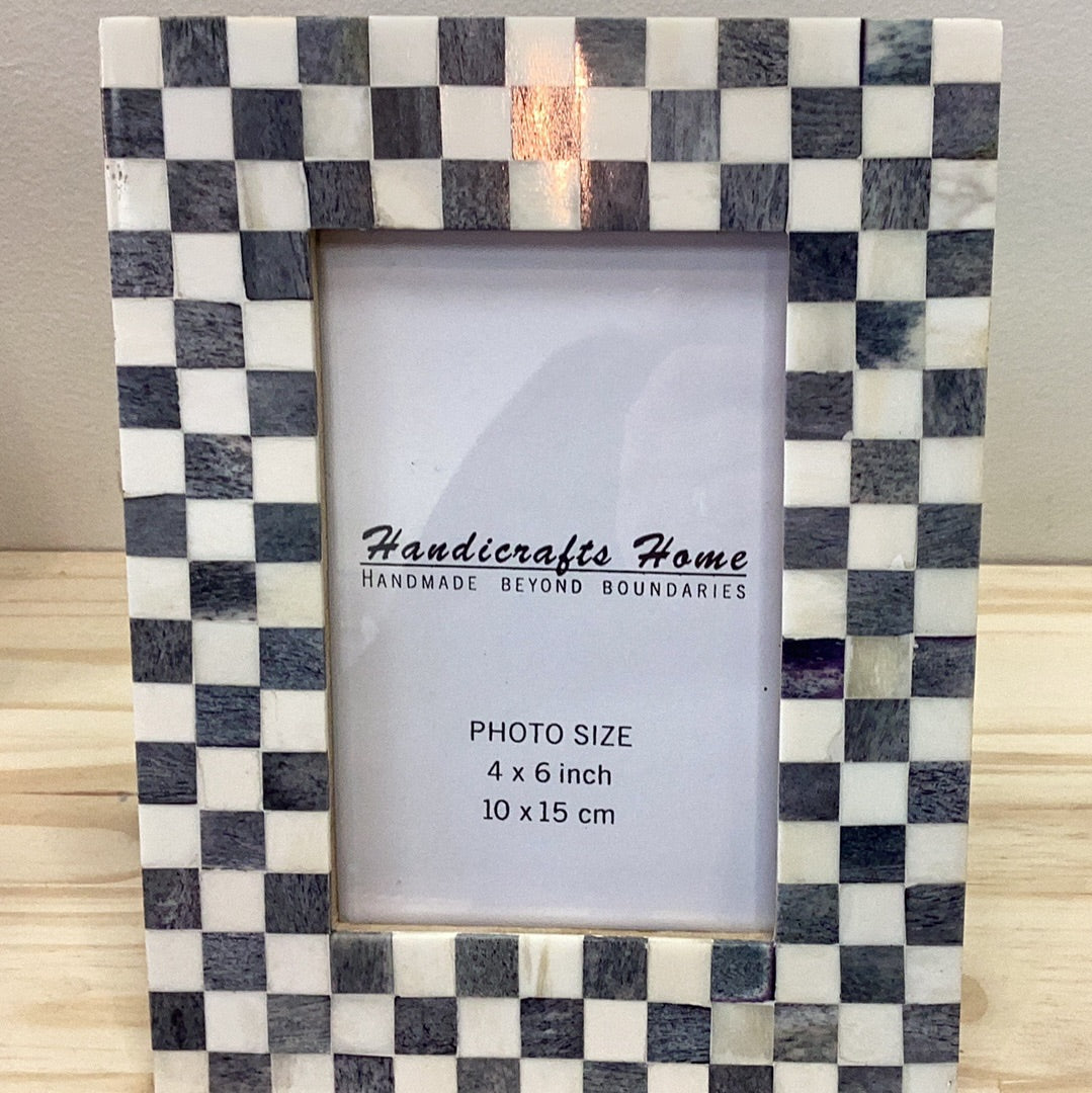 Picture Frame Checked Pattern Black & White 4x6 Inch