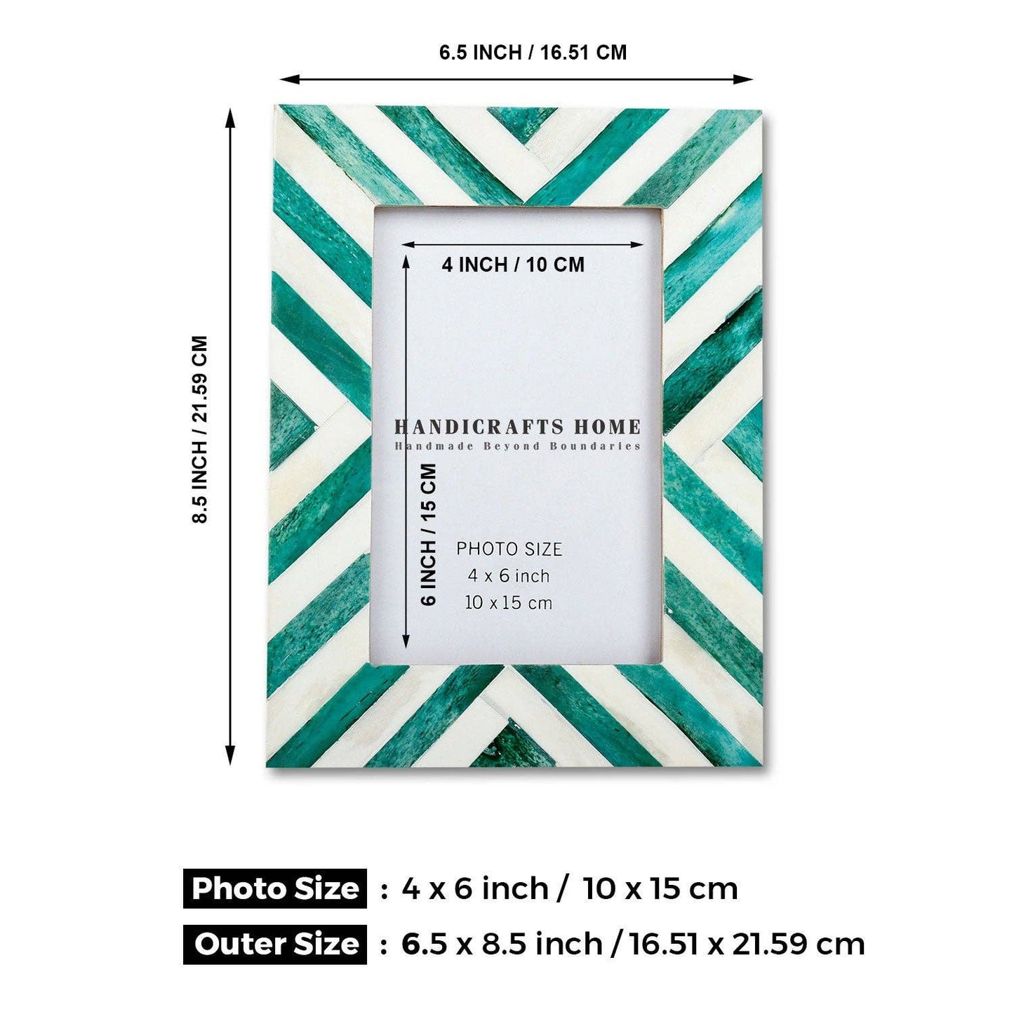Picture Frames Chevron Pattern Green & White 4x6 Inch: Green