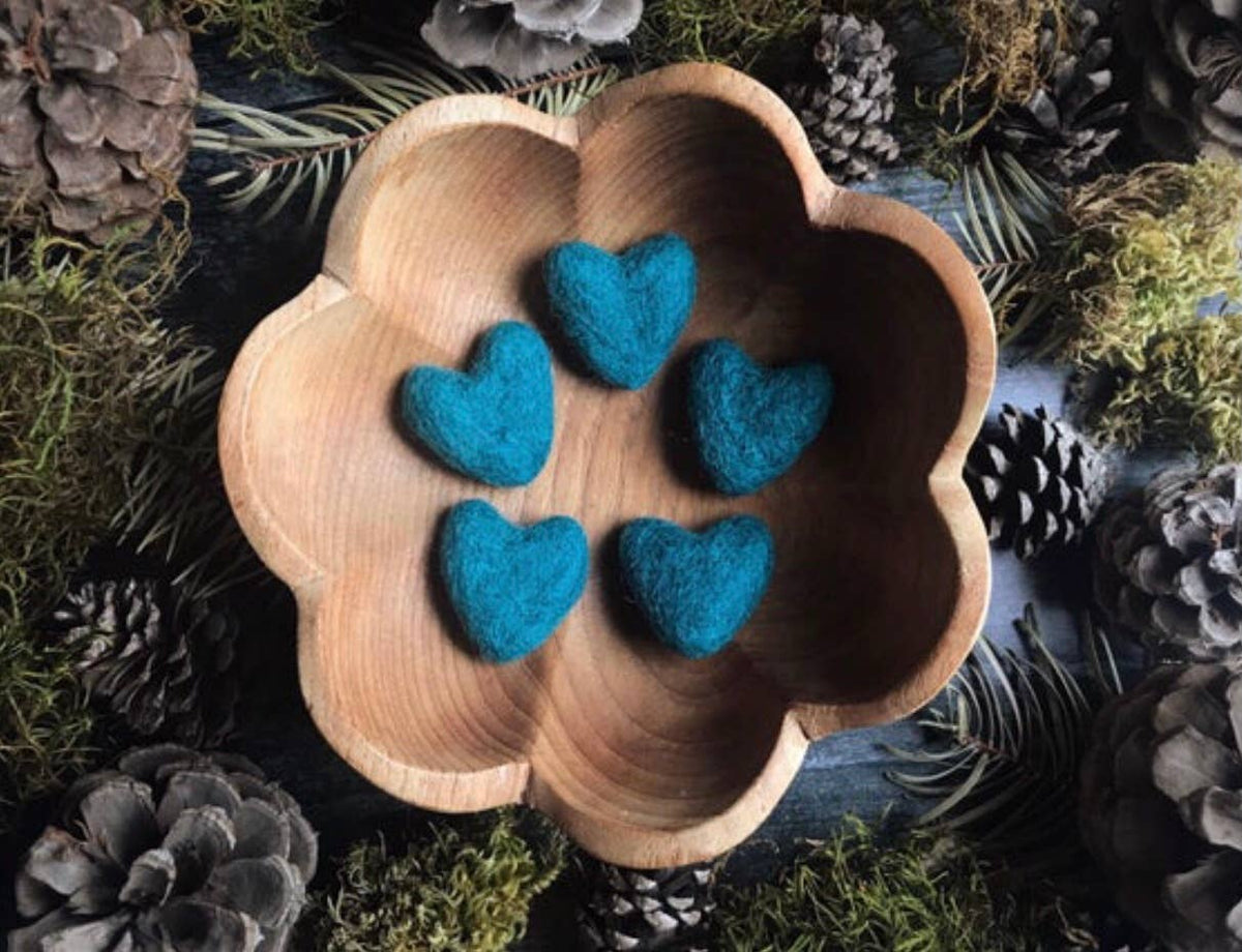 Wool Heart | Felted Wool Mini Decor | 23 Colors: Jasper Green