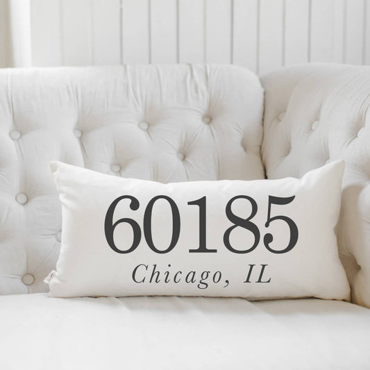 Personalized Zip Code Lumbar Pillow: Natural / Poly-Cotton