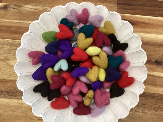 Felt hearts all colors