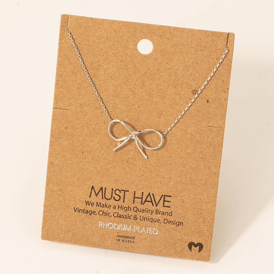 Gold Dipped Bow Tie Necklace: Silver