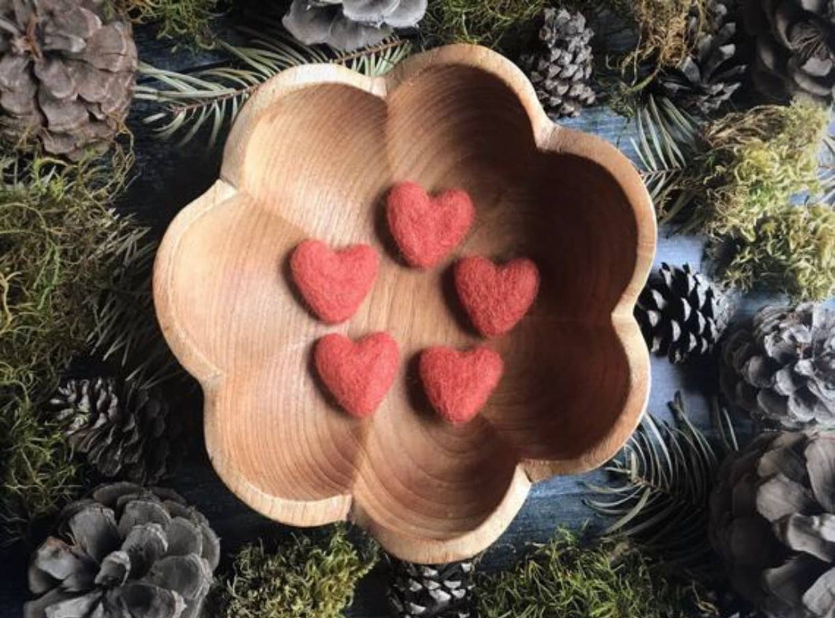 Wool Heart | Felted Wool Mini Decor | 23 Colors: Jasper Green