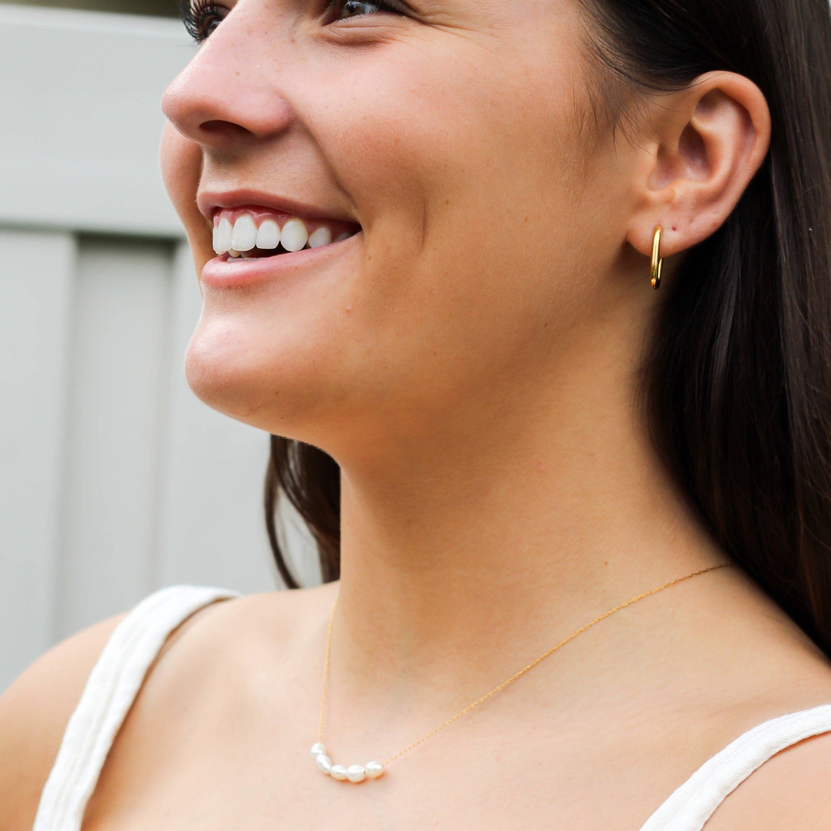 Dainty Freshwater Pearls Necklace, Waterproof, Gold