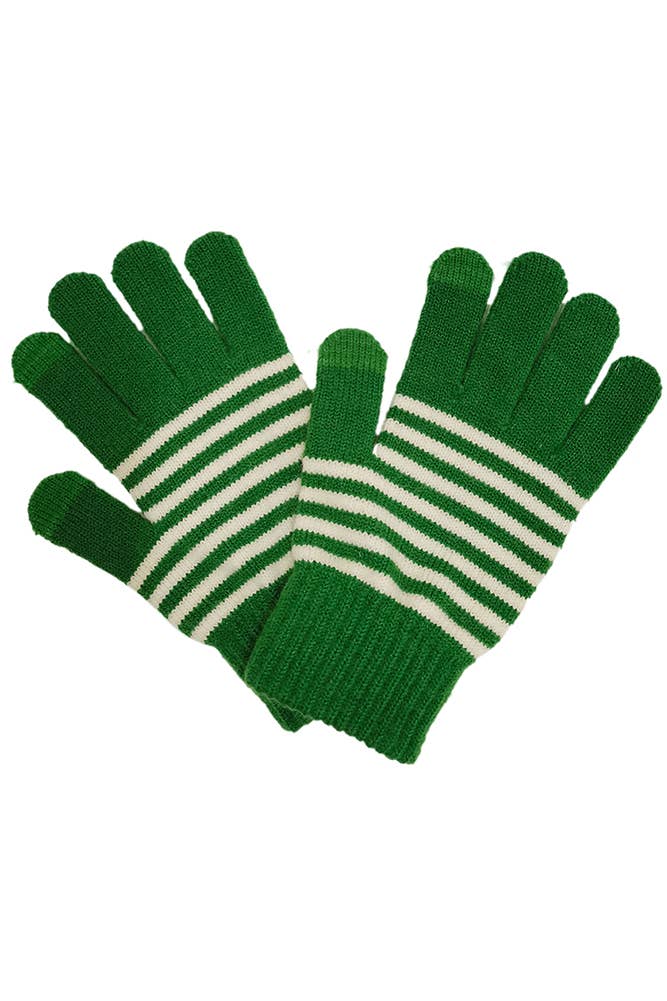 Holiday Striped Gloves: Red