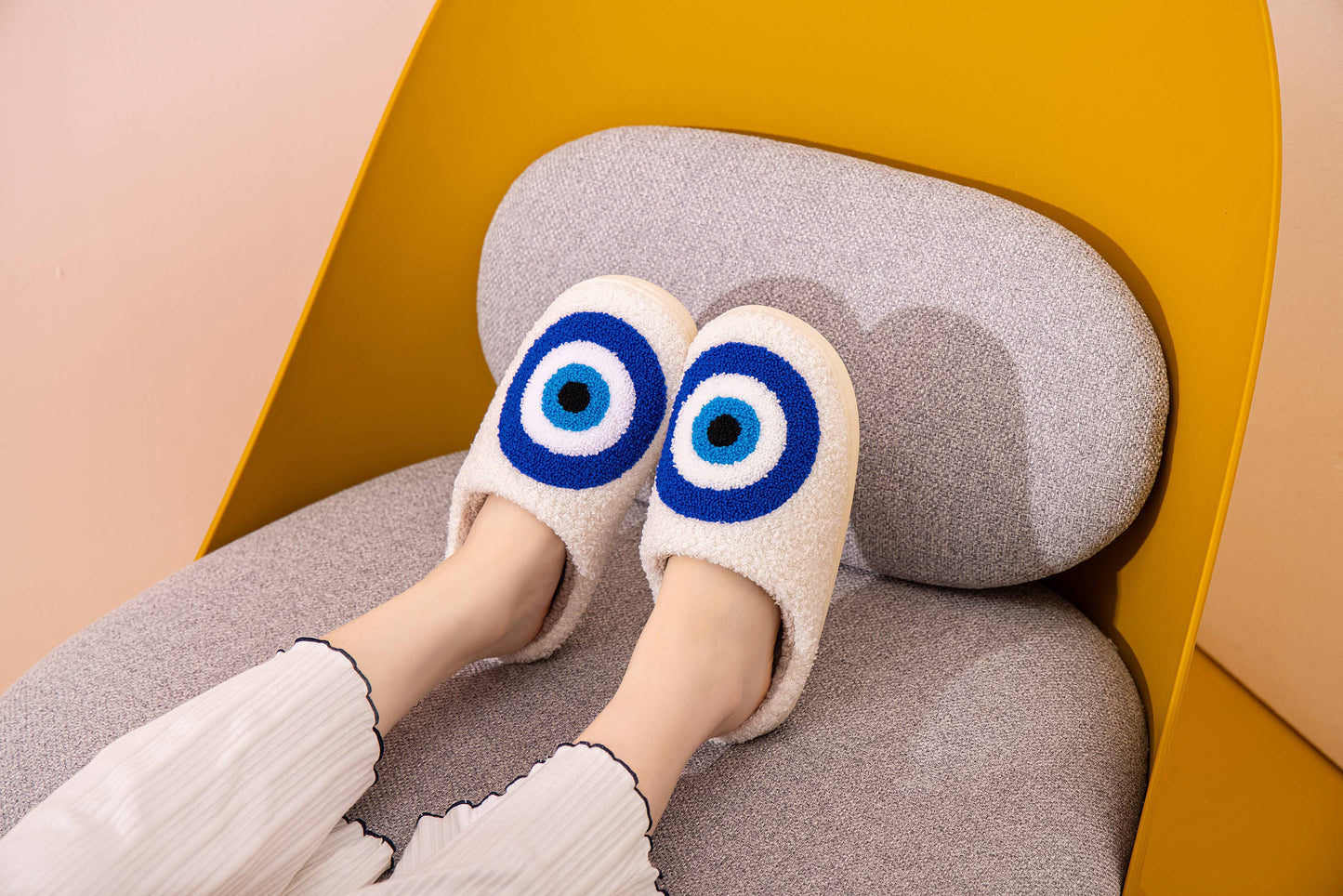 Evileye Illustrated Soft Fluffy Comfy Warm House Slipper: Large