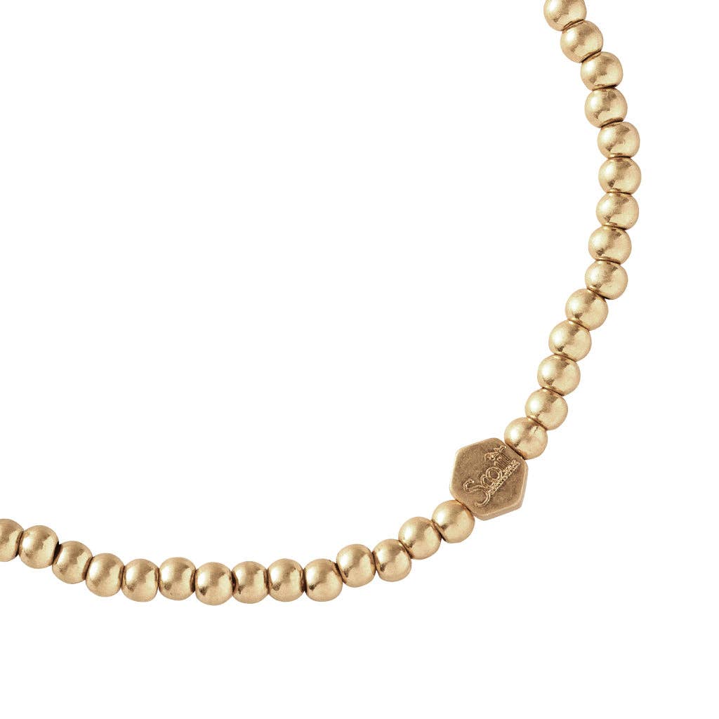 Mini Metal Stacking Bracelet - Ball Beads Gold