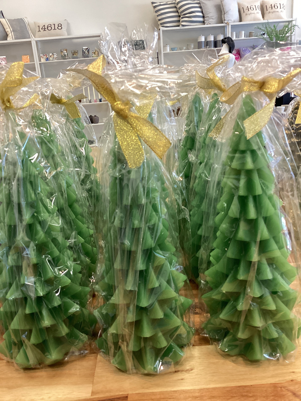 8” tree candle, green