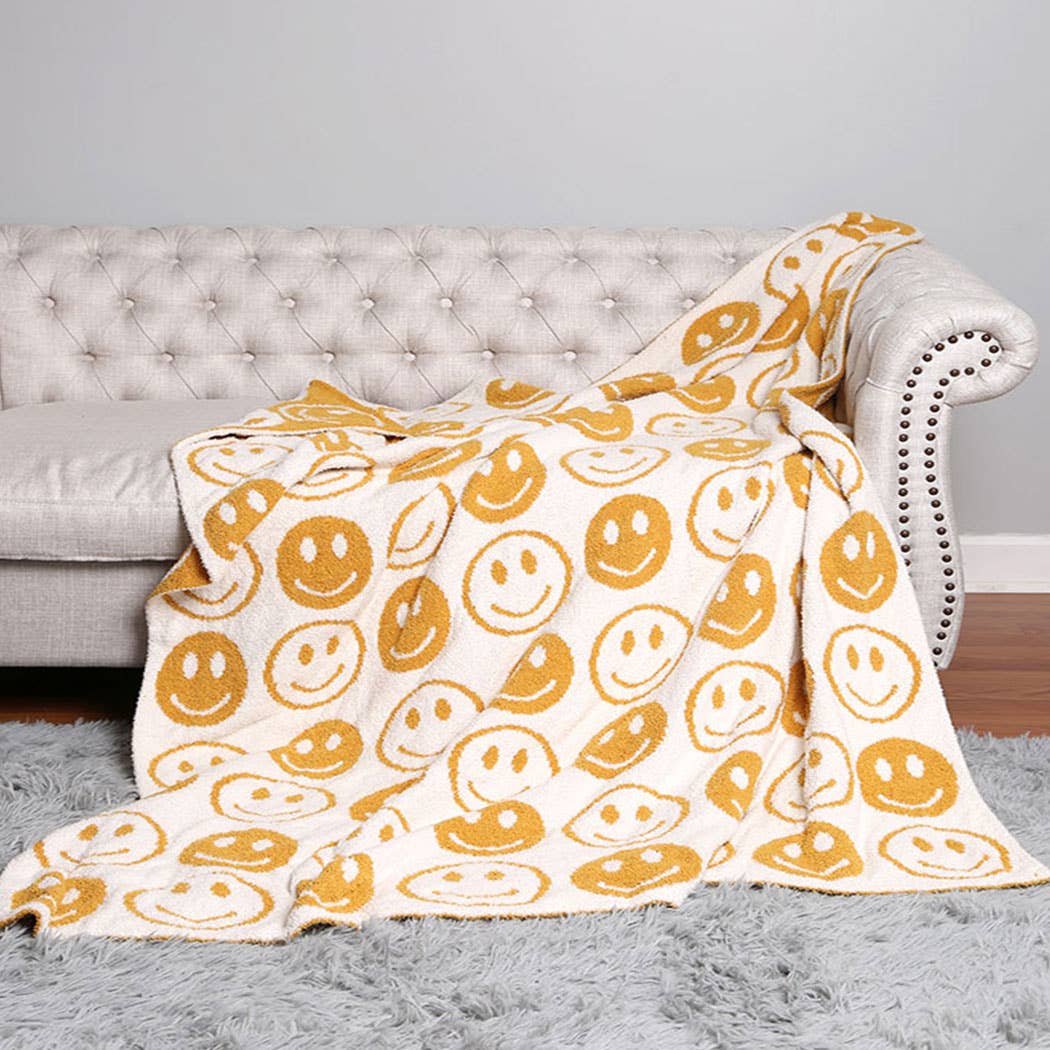 Happy Face Throw Blanket…light pink
