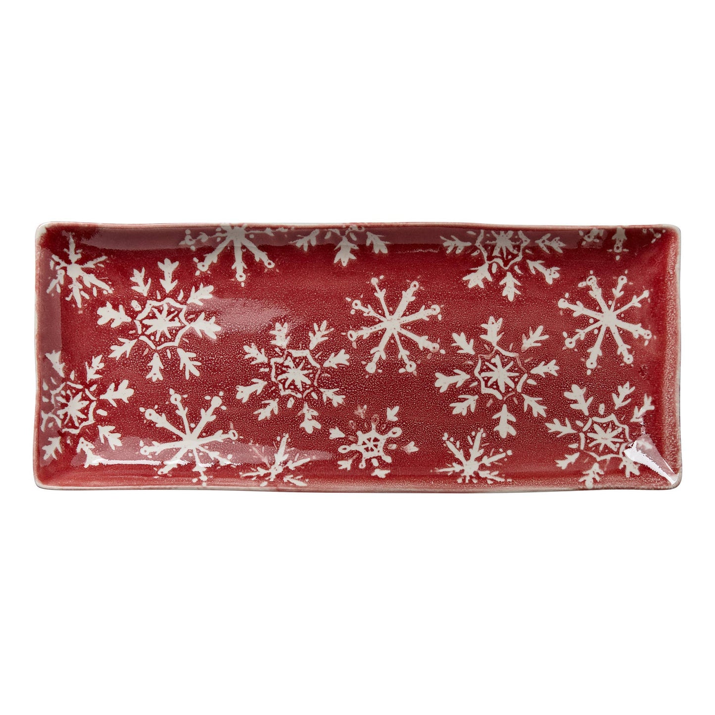 Christmas Snowflake Rectangular Platter - Red