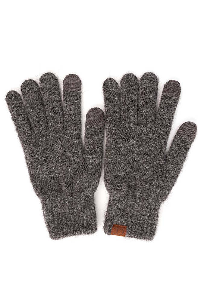 C.C Heather Knit Plain Gloves: Light Melange Gray