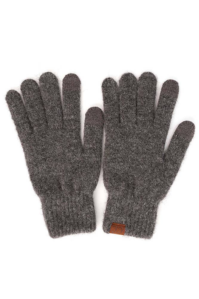 C.C Heather Knit Plain Gloves: Wine