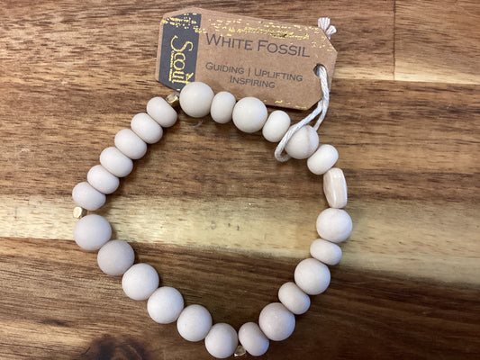 Scout stone stacking bracelet… white fossil