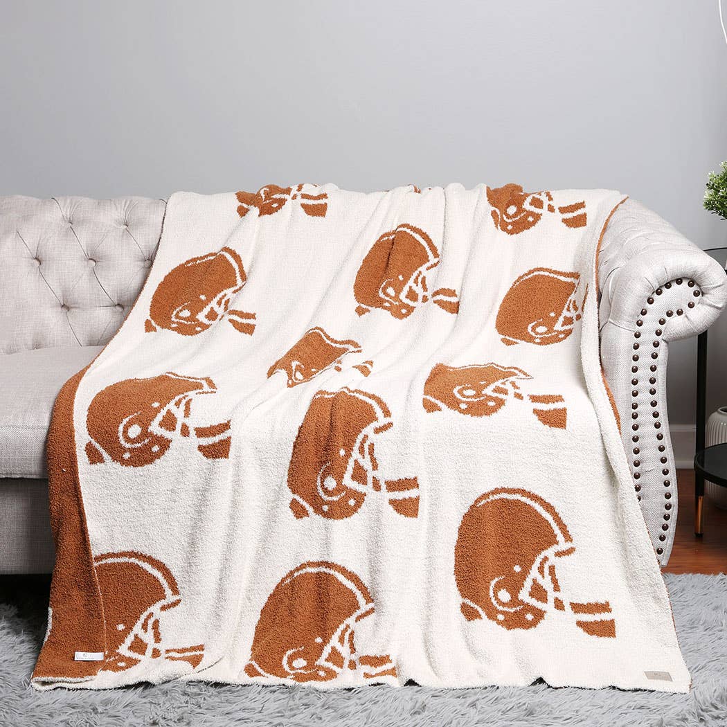 Football Helmet Throw Blanket: Brown