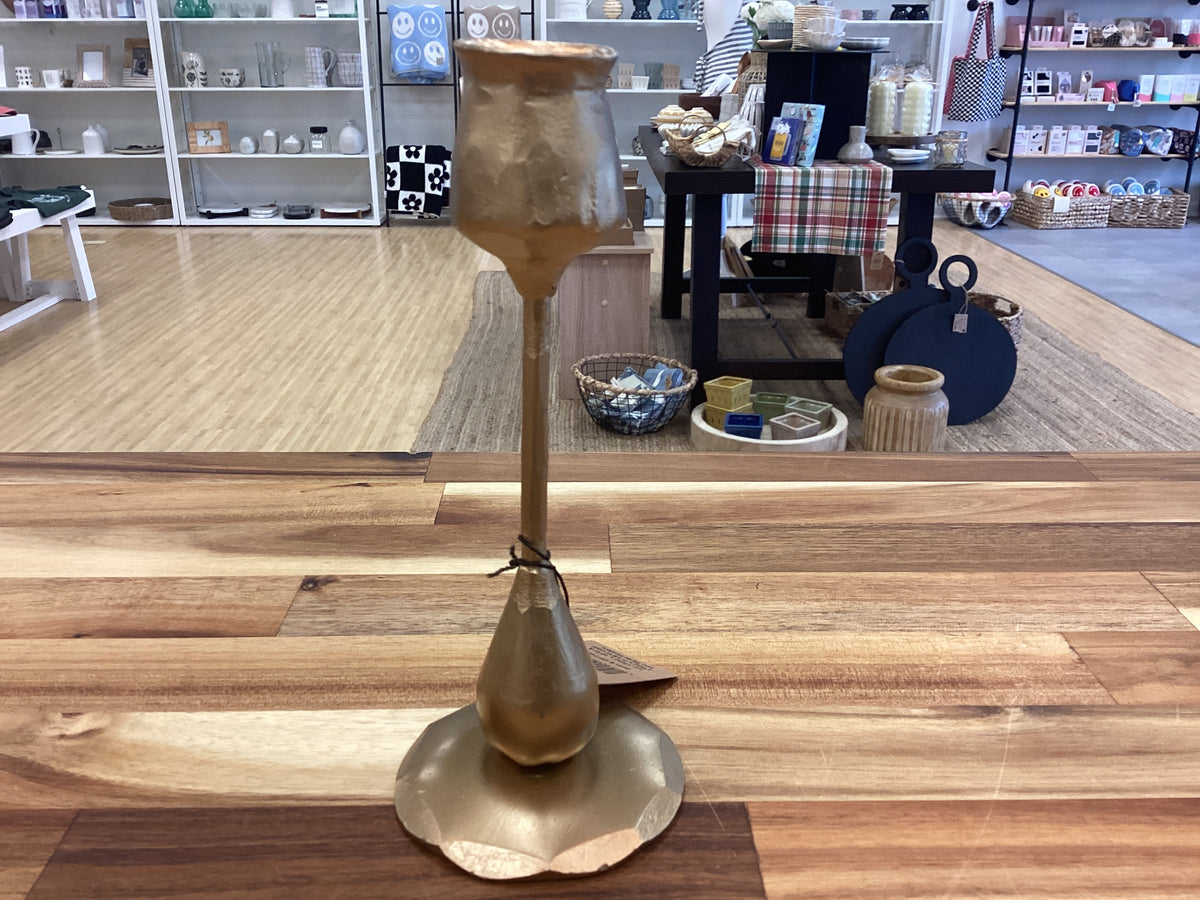 Cast iron taper candle holders (gold) two sizes