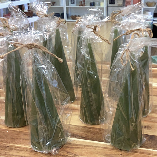 7” tree shaped candle…unscented…green