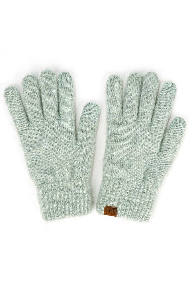 C.C Heather Knit Plain Gloves: Wine