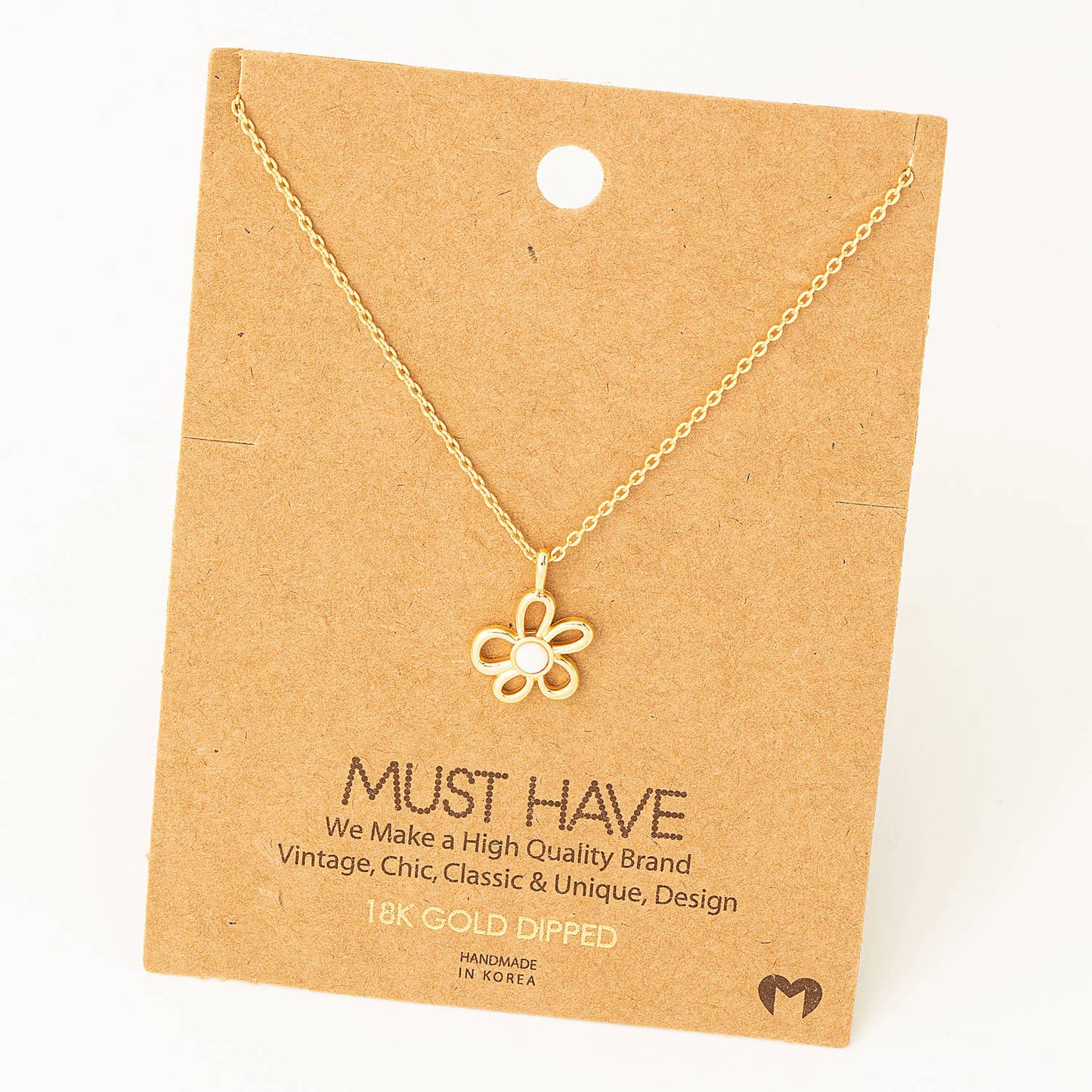 Flower Cutout Necklace: Silver