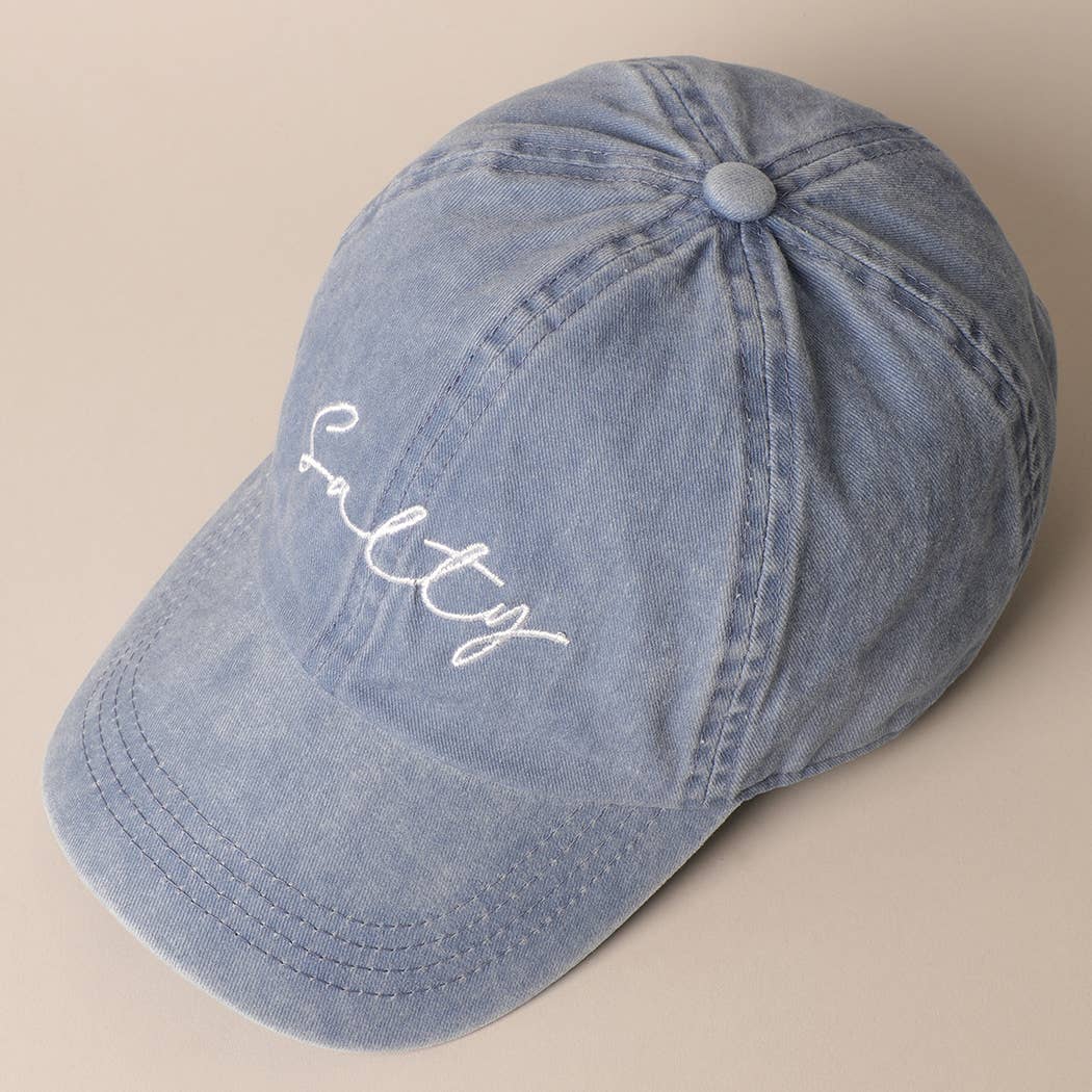 Salty Lettering Embroidery Baseball Cap: One Size / MINT