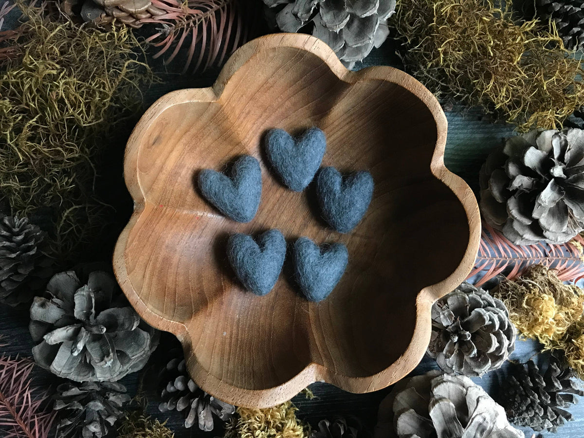 Wool Heart | Felted Wool Mini Decor | 23 Colors: Jasper Green