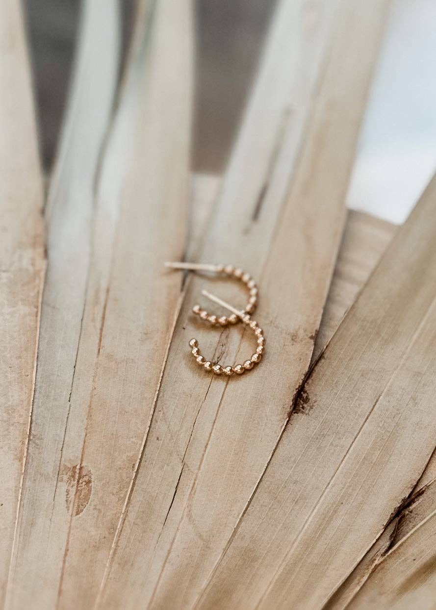 Beaded Huggie Hoop Earring | 14k Gold Fill & Sterling Silver: Silver