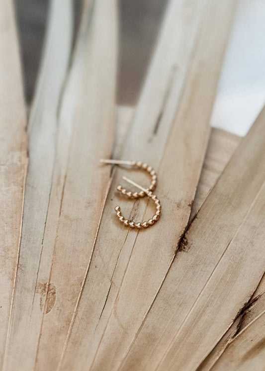 Beaded Huggie Hoop Earring | 14k Gold Fill & Sterling Silver: Silver