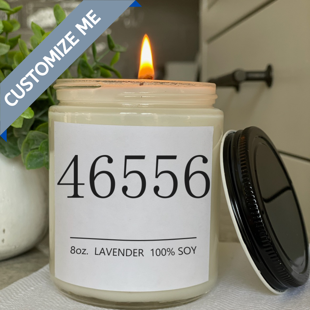 Area Code Candle Zip Code custom candle: Linen – chara