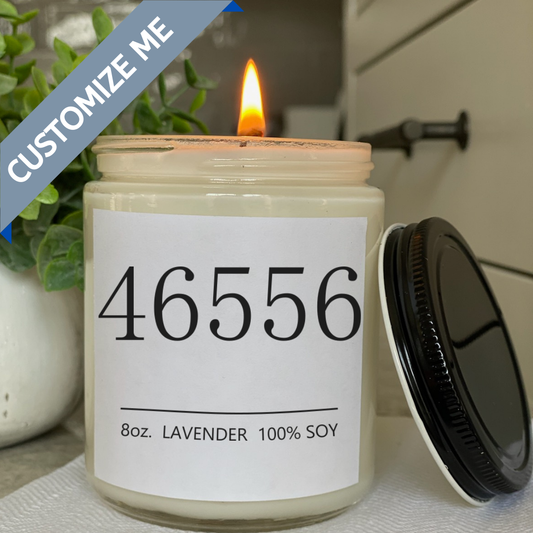 Zip Code custom candle: Linen