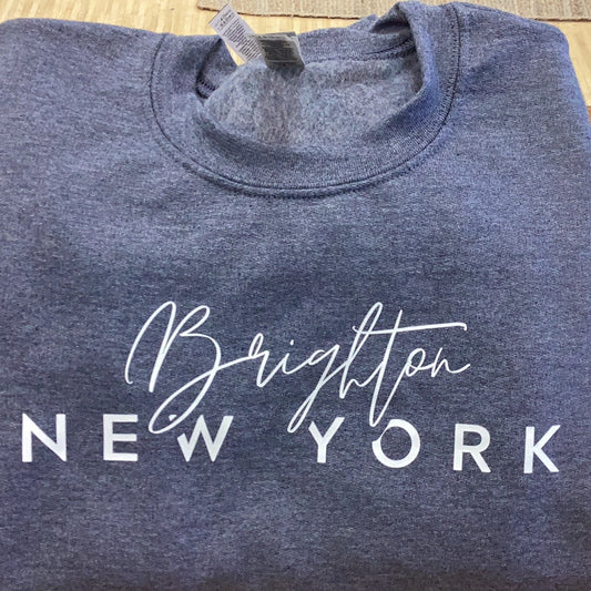 Custom Brighton, NY Sweatshirt: Small…Heather Navy