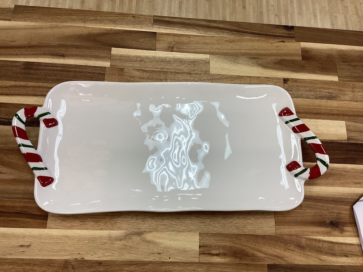Candy cane rectangle platter