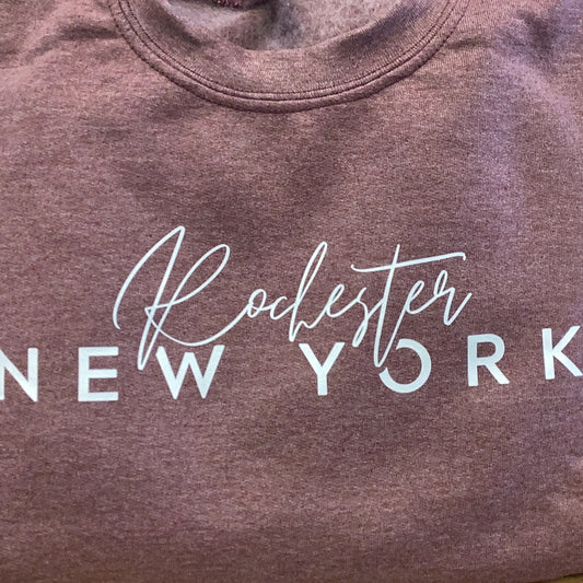 Custom Rochester, NY Sweatshirt: Small…Heather Maroon
