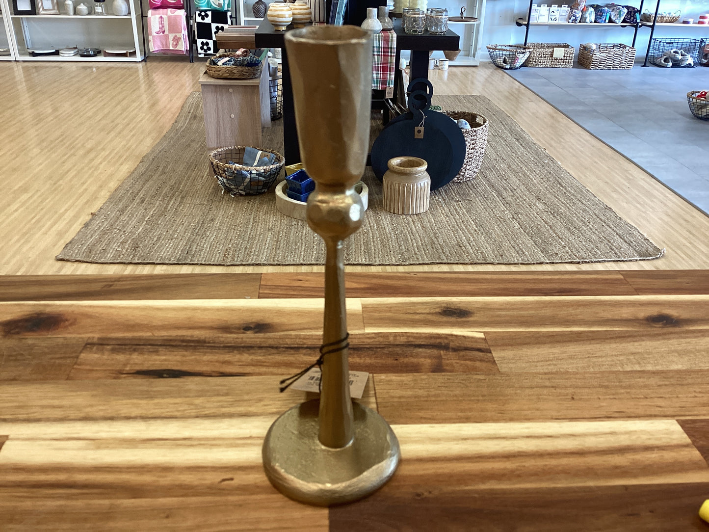 Metal taper holder antique brass