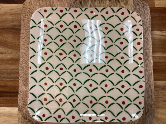 Platter mango wood with enamel